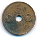Finland, 5 pennia, 1942