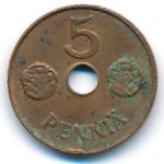 Finland, 5 pennia, 1942