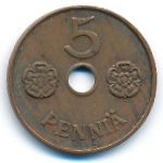 Finland, 5 pennia, 1942