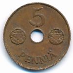Finland, 5 pennia, 1942