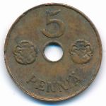 Finland, 5 pennia, 1942