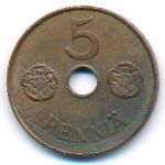 Finland, 5 pennia, 1942