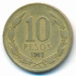 Chile, 10 pesos, 1989