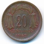 Chile, 20 centavos, 1942