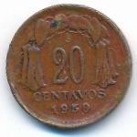 Chile, 20 centavos, 1950