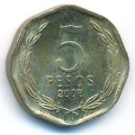Chile, 5 pesos, 2008
