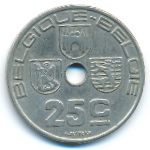 Belgium, 25 centimes, 1938