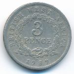 British West Africa, 3 pence, 1939&ndash;1940
