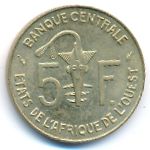 West African States, 5 francs, 1987
