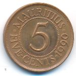 Mauritius, 5 cents, 1990