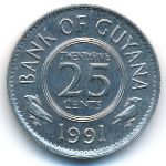 Гайана, 25 центов (1991 г.)