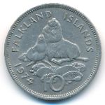 Фолклендские острова, 10 пенсов (1974 г.)