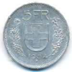 Switzerland, 5 francs, 1954