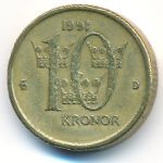 Sweden, 10 kronor, 1991