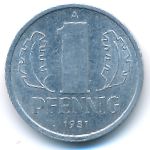German Democratic Republic, 1 pfennig, 1981