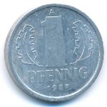 German Democratic Republic, 1 pfennig, 1987