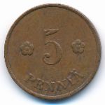 Finland, 5 pennia, 1928