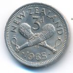 New Zealand, 3 pence, 1965