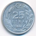 Turkey, 25 lira, 1986