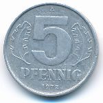 German Democratic Republic, 5 pfennig, 1972