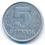 German Democratic Republic, 5 pfennig, 1972