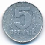 German Democratic Republic, 5 pfennig, 1975