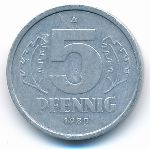 ГДР, 5 пфеннигов (1980 г.)