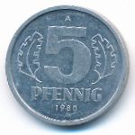 ГДР, 5 пфеннигов (1980 г.)