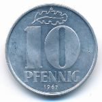 German Democratic Republic, 10 pfennig, 1967