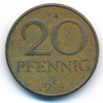German Democratic Republic, 20 pfennig, 1969