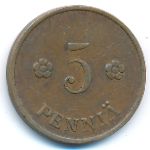 Finland, 5 pennia, 1932