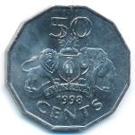 Swaziland, 50 cents, 1998