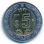 Mexico, 5 pesos, 2017