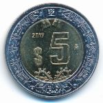 Mexico, 5 pesos, 2017