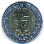 Mexico, 5 pesos, 2017