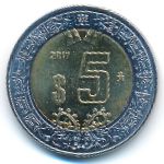 Mexico, 5 pesos, 2017
