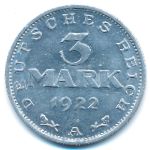 Веймарская республика, 3 марки (1922 г.)