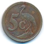 South Africa, 5 cents, 1990