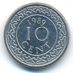 Суринам, 10 центов (1989 г.)
