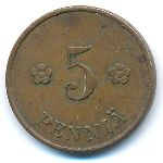 Finland, 5 pennia, 1927