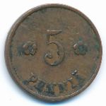 Finland, 5 pennia, 1928