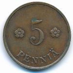 Finland, 5 pennia, 1932