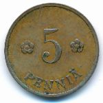 Finland, 5 pennia, 1934