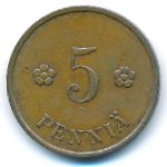 Finland, 5 pennia, 1935