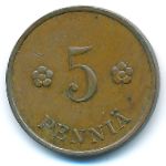 Finland, 5 pennia, 1936