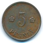 Finland, 5 pennia, 1939