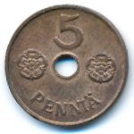 Finland, 5 pennia, 1943