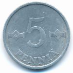 Finland, 5 pennia, 1980