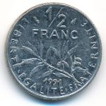 Франция, 1/2 франка (1991 г.)