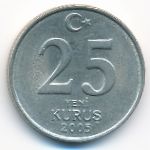 Turkey, 25 new kurus, 2005